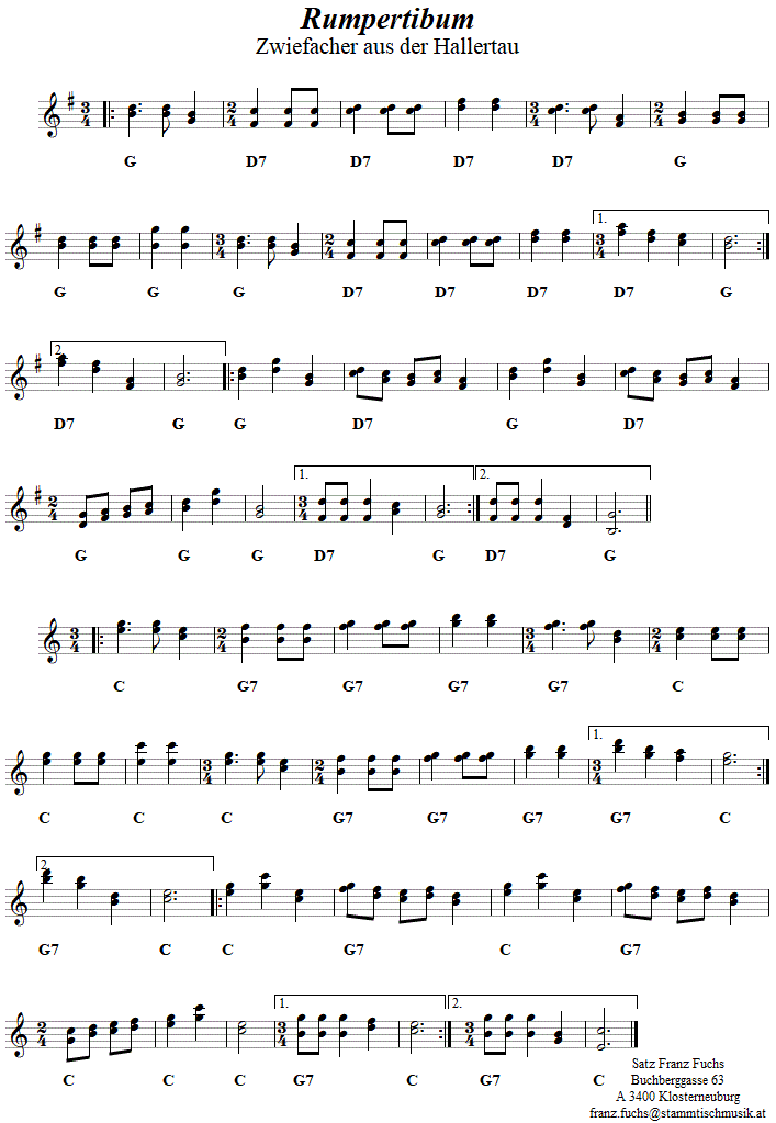 Rumpertibum, Zwiefacher aus der Hallertau, Noten