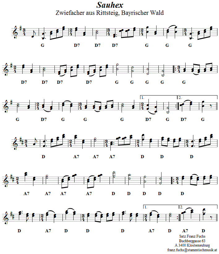 Sauhex Zwiefacher, Volkstanznoten