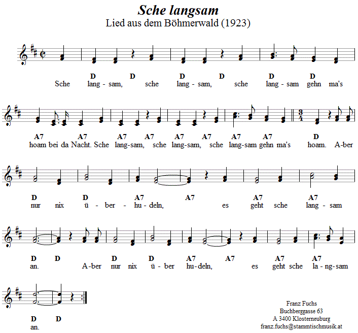 Sche langsam - Volkstanznoten