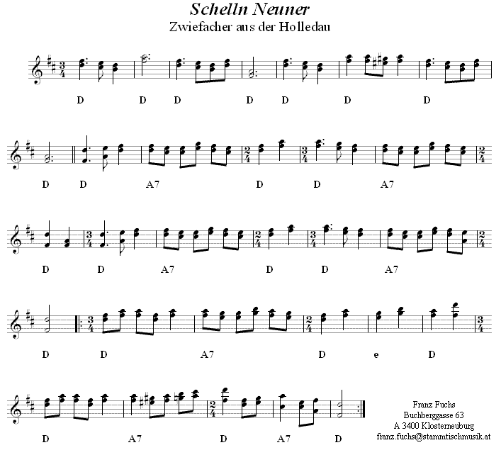 Schelln Neuner, Zwiefacher in zweistimmigen Noten