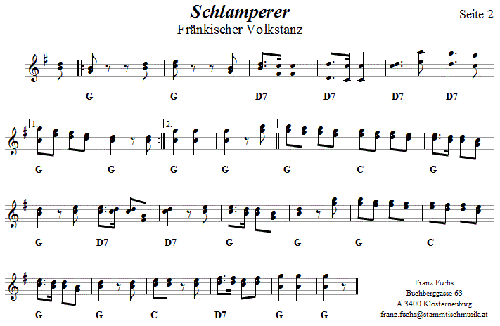 Schlamperer, Volkstanznoten