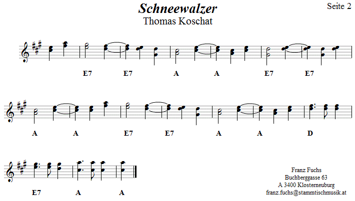 Schneewalzer von Thomas Koschat, Noten