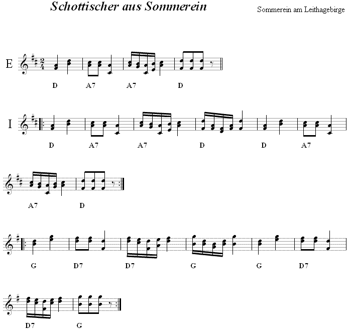 Schottischer aus Sommerein - Volkstanznoten