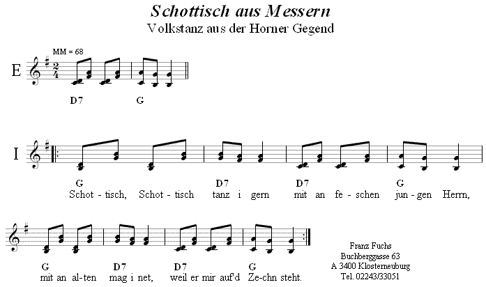 Schottisch aus Messern - Volkstanznoten