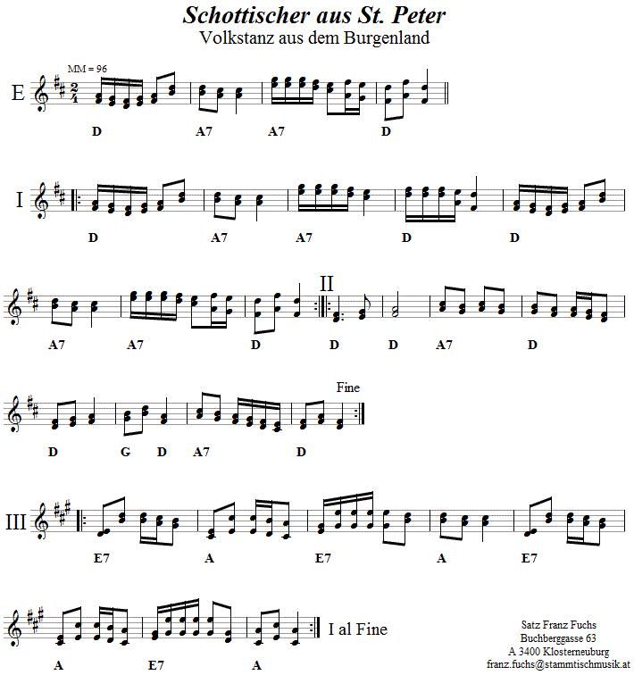Schottischer aus St. Peter, Volkstanznoten