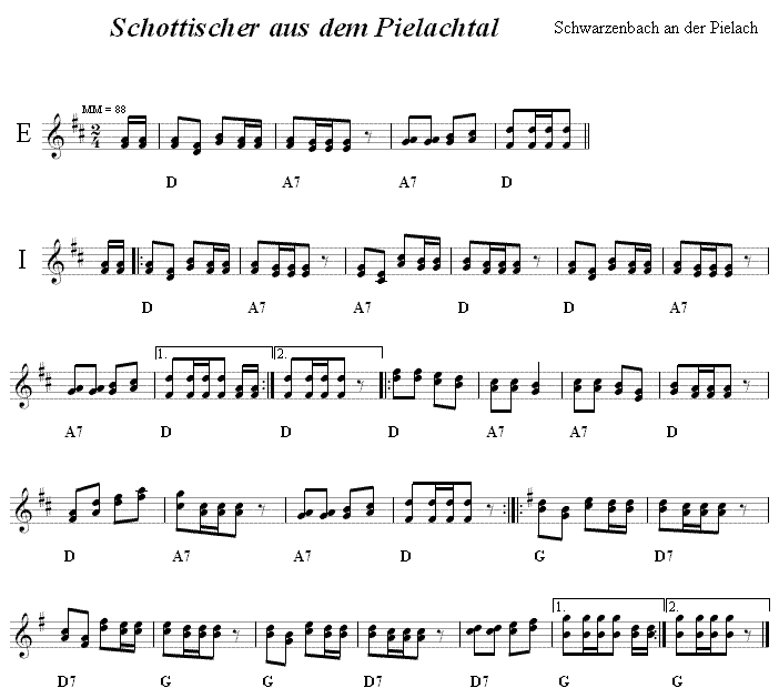 Schottischer aus dem Pielachtal, Volkstanznoten