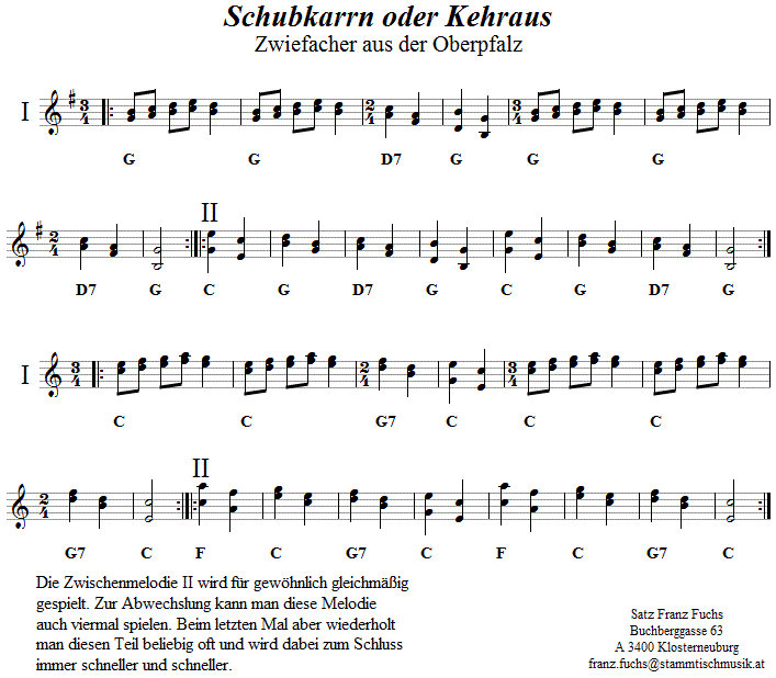 Schubkarrn oder Kehraus - Zwiefacher, Volkstanznoten