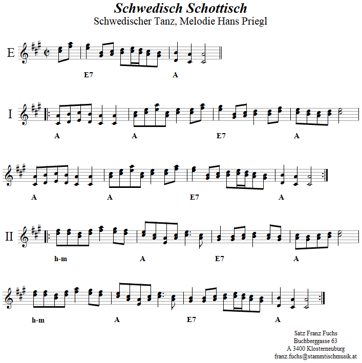 Schwedisch-Schottisch, zweite Melodie von Hans Priegl