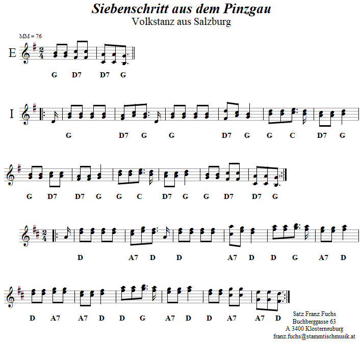 Siebenschritt aus dem Pinzgau - Volkstanznoten