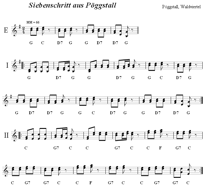 Siebenschritt aus Pöggstall, Volkstanznoten