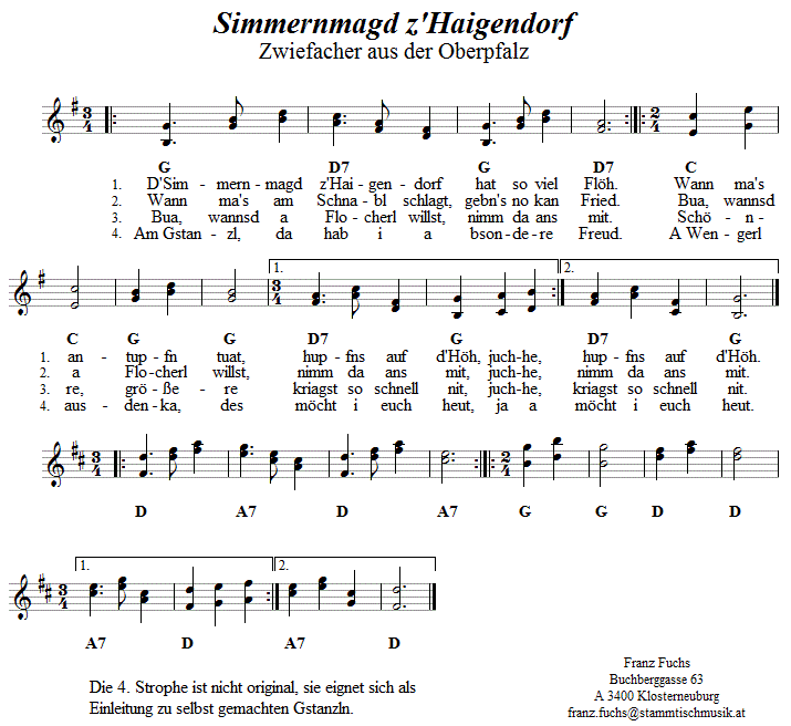 Simmernmagd z' Haigendorf, Zwiefacher