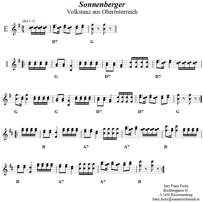 Sonnenberger, Volkstanznoten