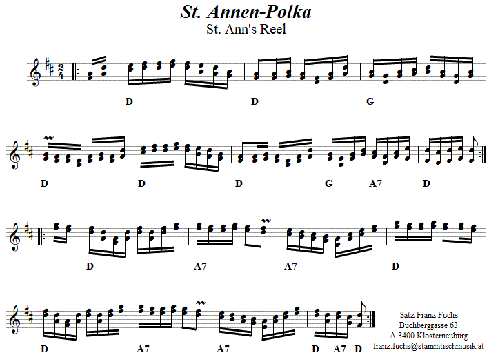 St. Annen-Polka (St. Ann's Reel) - Noten aus dem Repertoire