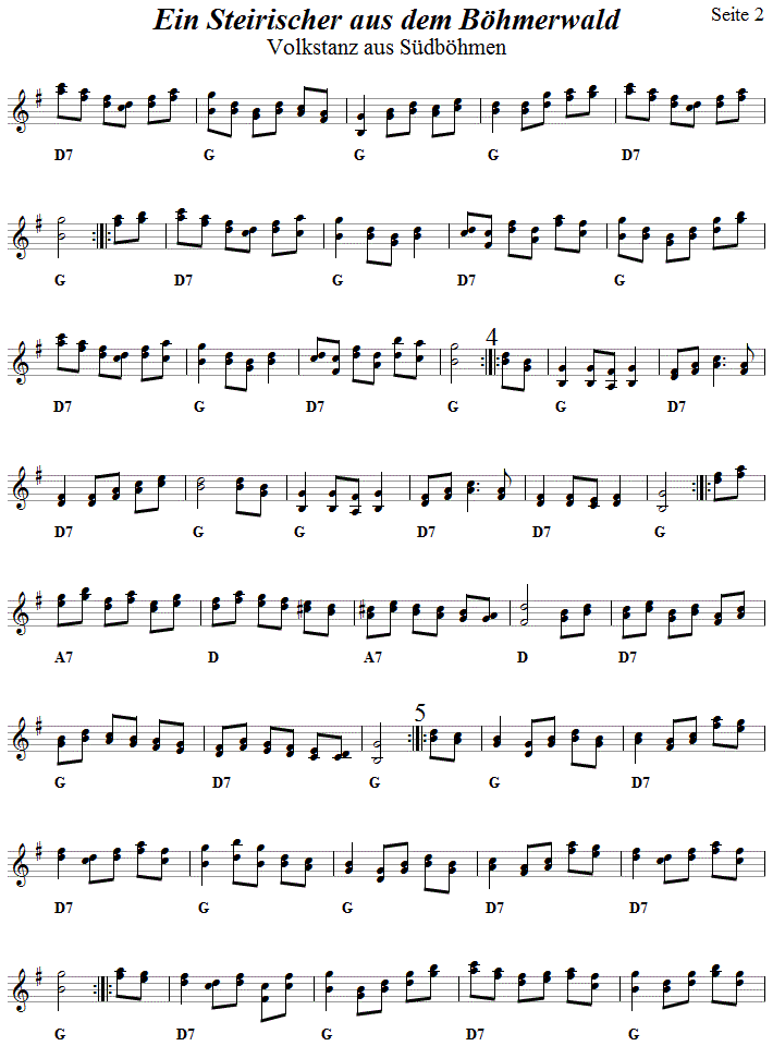 Steirischer aus dem Böhmerwald, Volkstanznoten