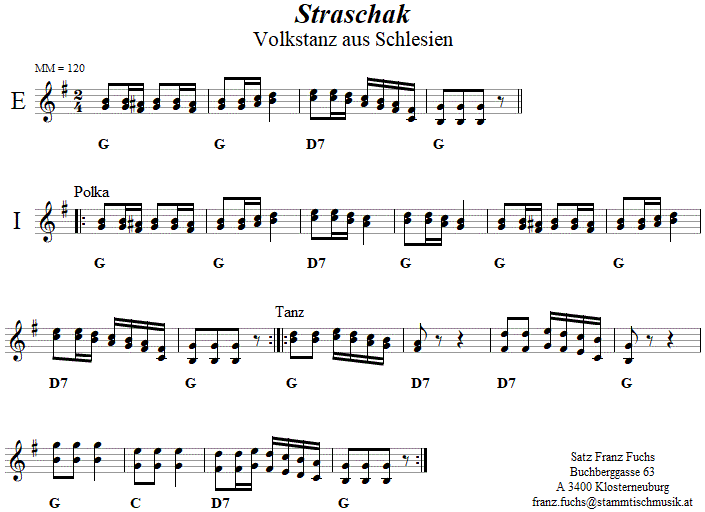 Straschak, Volkstanznoten