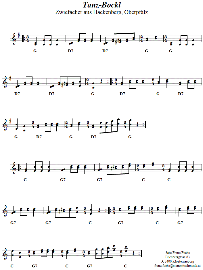 Tanz-Bockl - Zwiefacher, Volkstanznoten