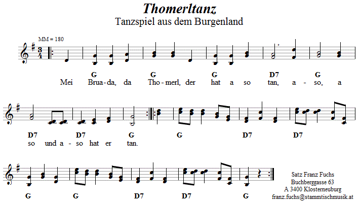 Thomerltanz - Volkstanznoten