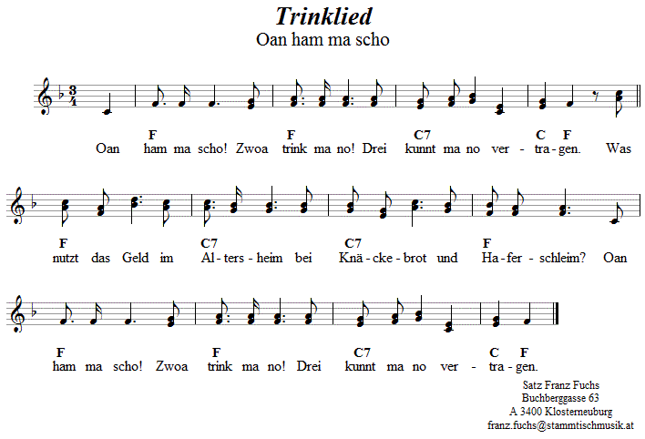 Trinklied - Oan ham ma scho