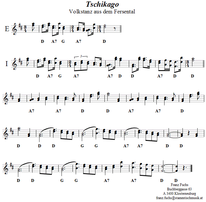 Tschikago Volkstanznoten