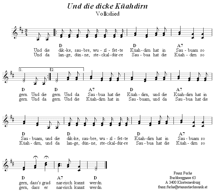 Und die dicke Küahdirn - Lieder - Volksmusik und Volkstanz