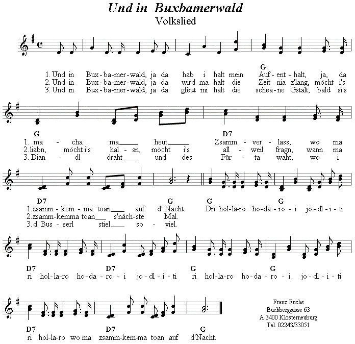 Und in Buxbamerwald - Lieder - Volksmusik und Volkstanz