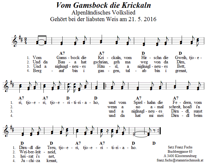 Vom Gamsbock die Krickaln