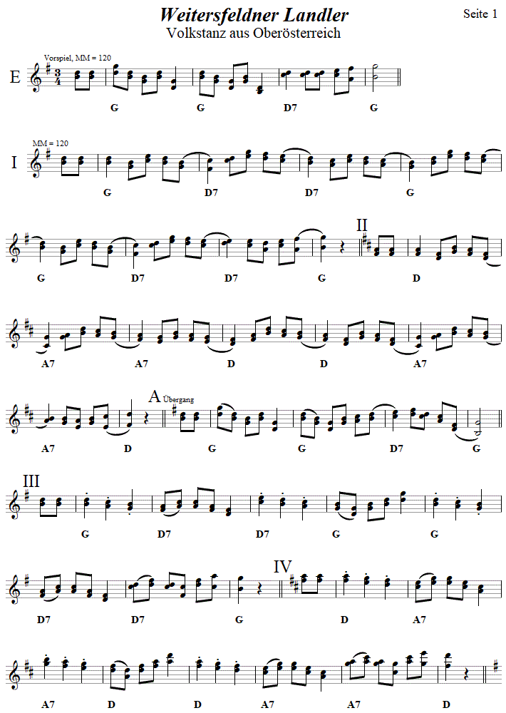 Weitersfeldner Landler Volkstanznoten