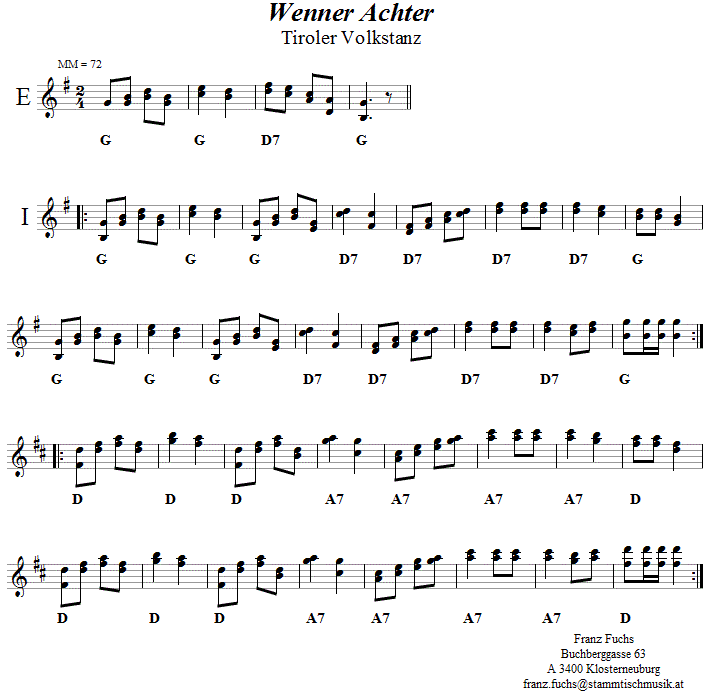Wenner Achter - Volkstanznoten