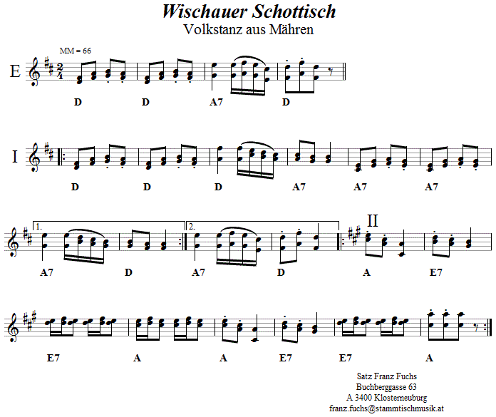 Wischauer Schottisch, Volkstanznoten