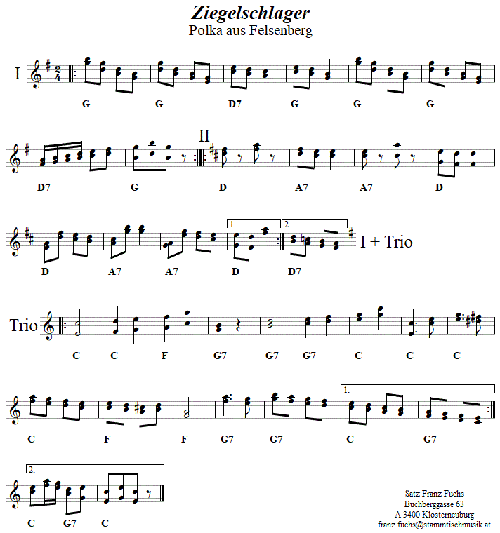 Ziegelschlager Polka - Noten aus dem Repertoire