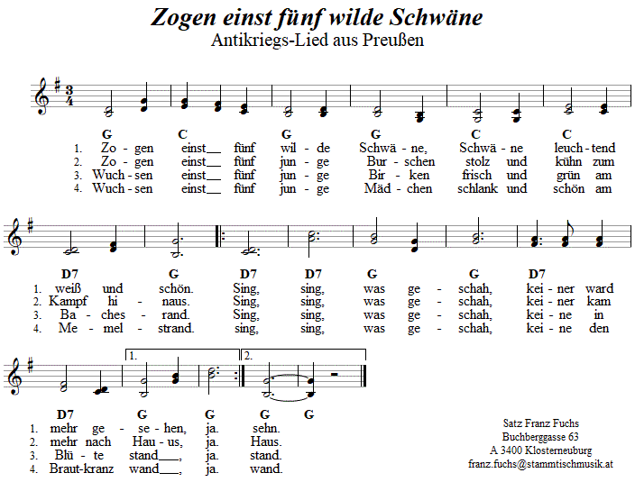 Zogen einst fünf wilde Schwäne, Volksmusik und Volkstanz