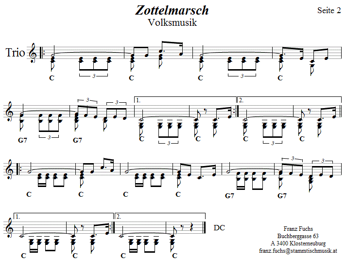 Zottelmarsch in zweistimmigen Noten - Noten aus dem Repertoire