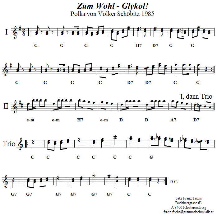 Zum Wohl Glykol, Polka von Volker Schöbitz - Noten aus dem Repertoire