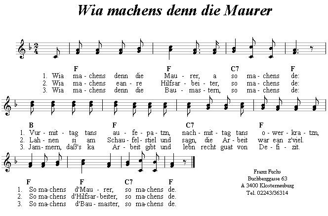 Wia machens denn die Maurer - Maurerlieder